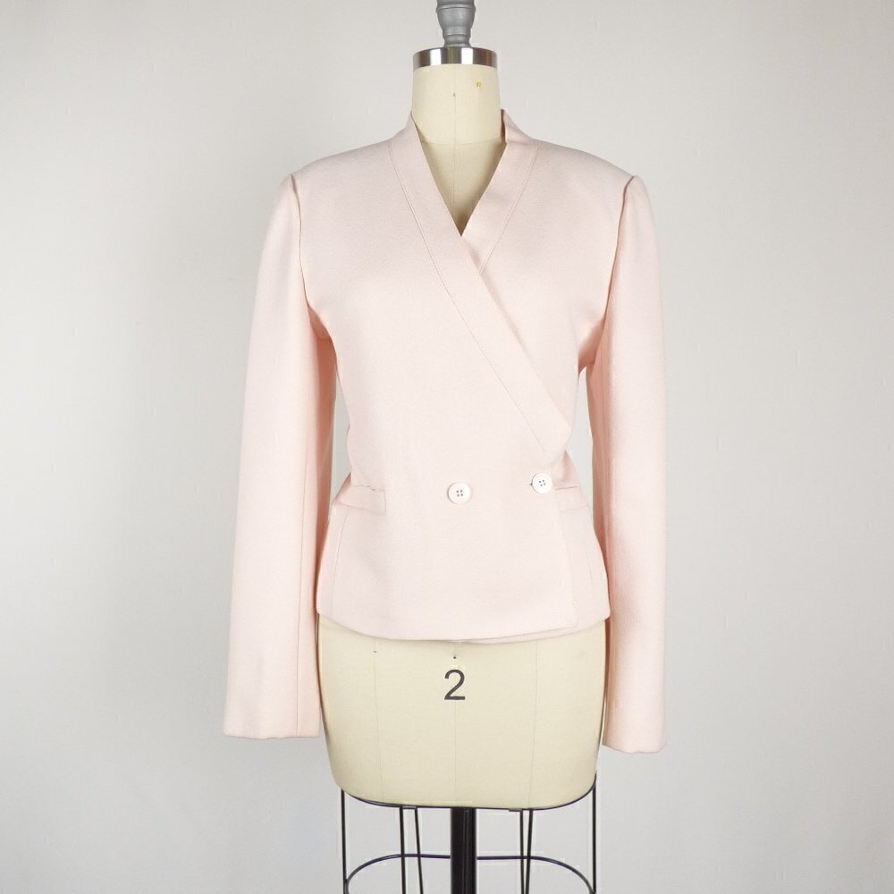 Vintage Happy Legs Double Breasted Blazer Jacket Pink M/L Retro Work Preppy